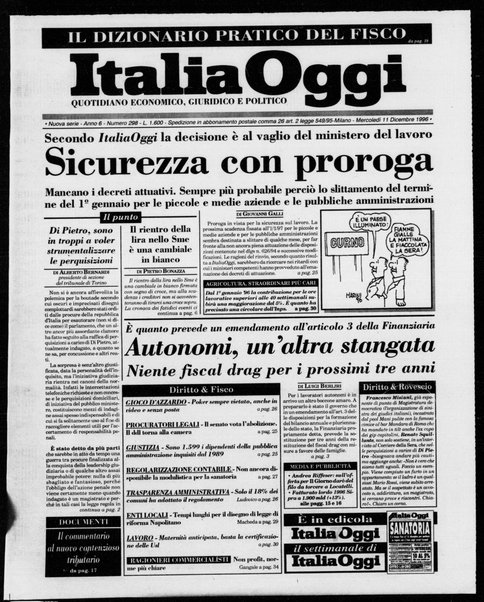 Italia oggi : quotidiano di economia finanza e politica